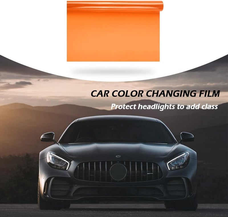 wedfish 12 X 48inch Car Light Tint Film, Cuttable&Stretchability Car Headlight Taillight Fog Light Vivid Vinyl Wrap Protector,Non-Marking Self-Adhesive Decals Car Decor (Orange) - Image 4